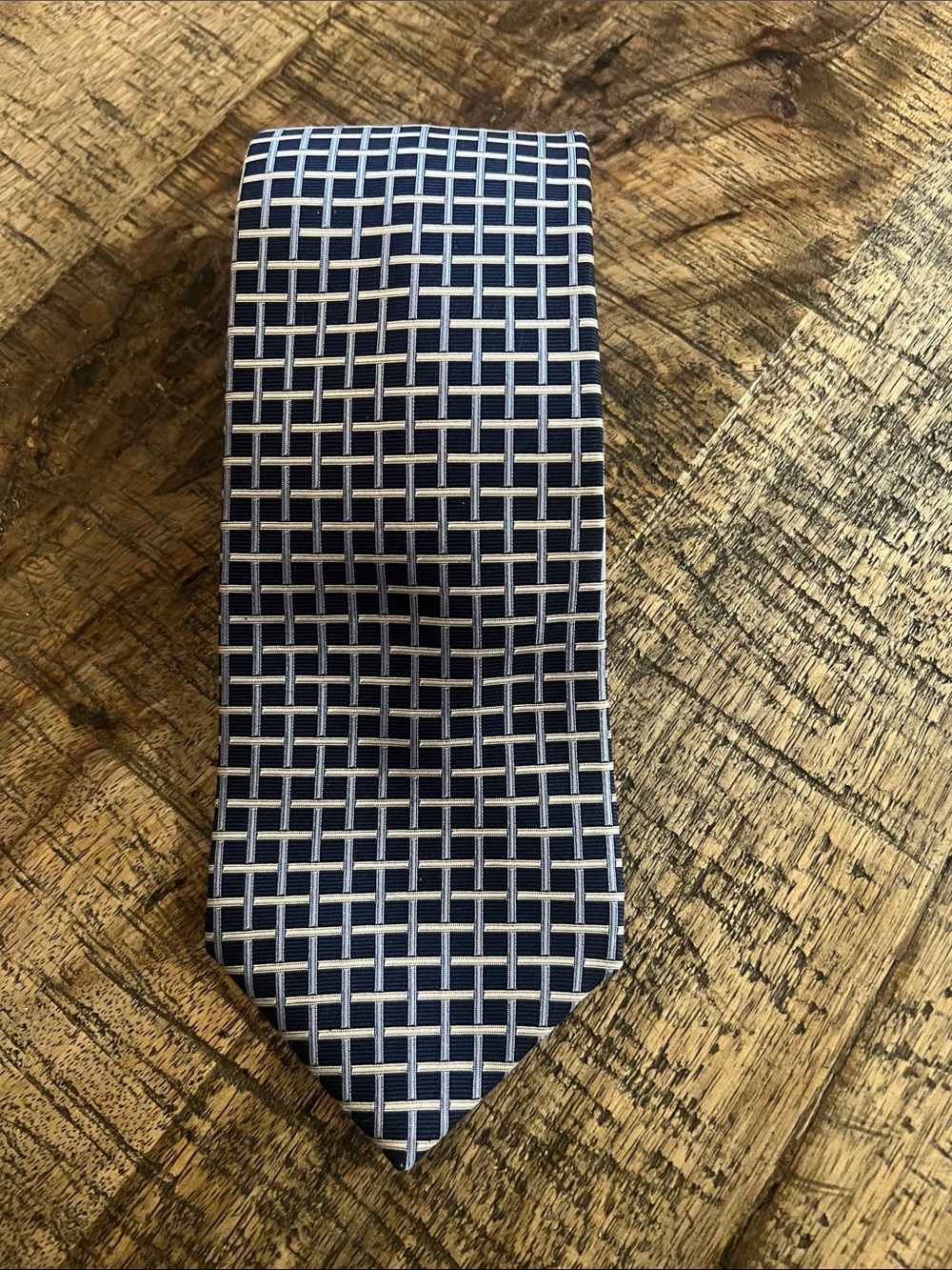 Burberry London Navy Grid Pattern Men's Tie
